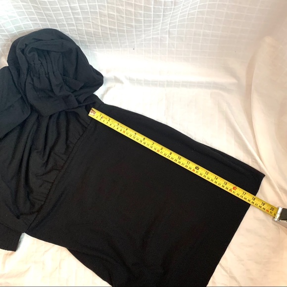 BLACK- hoodie sweatshirt dress with ribbed bottom - Picture 8 of 10